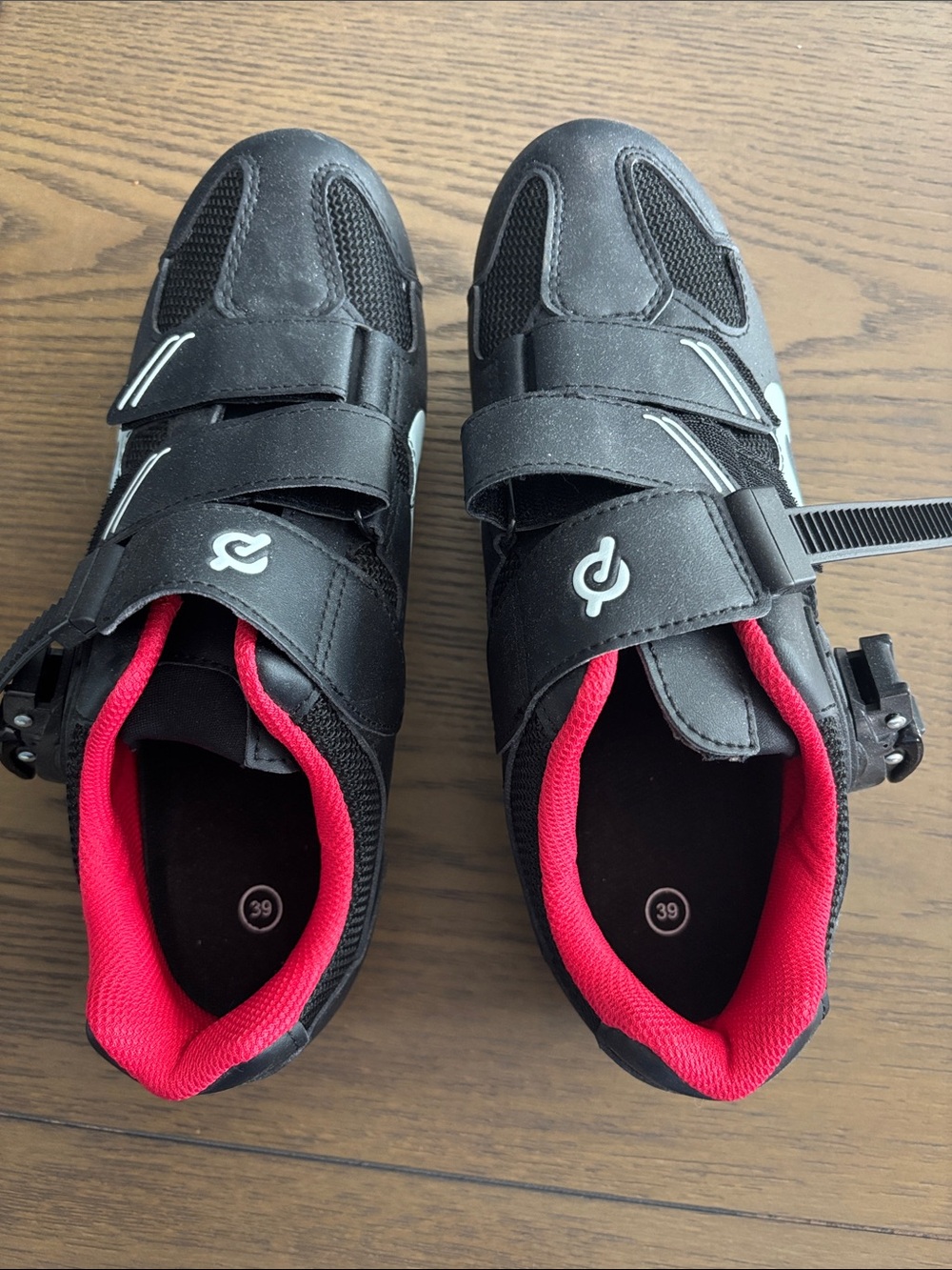 Peloton Black Athletic Shoes with Red Lining